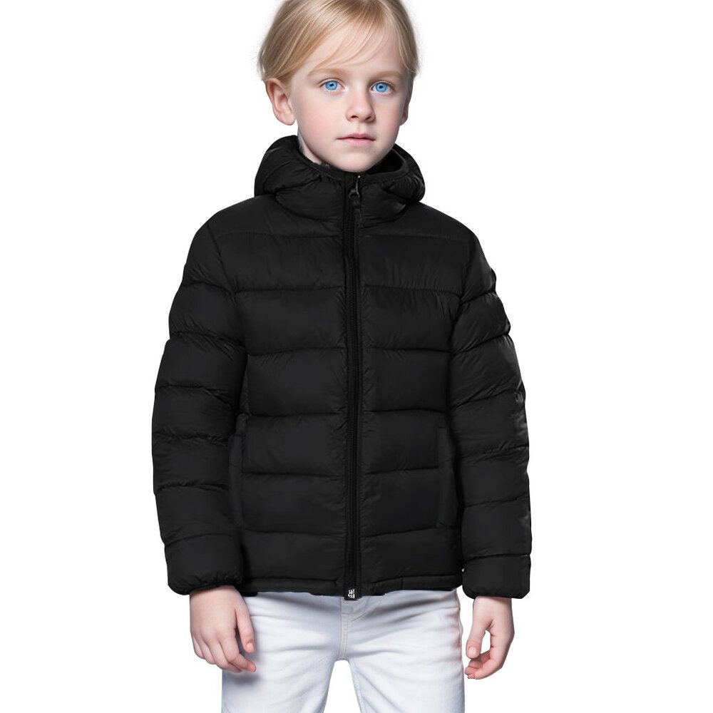 Boys Puffer Jacket with Hood Lightweight Warm Toddler Winter Coat Size 18 - Picture 5 of 7